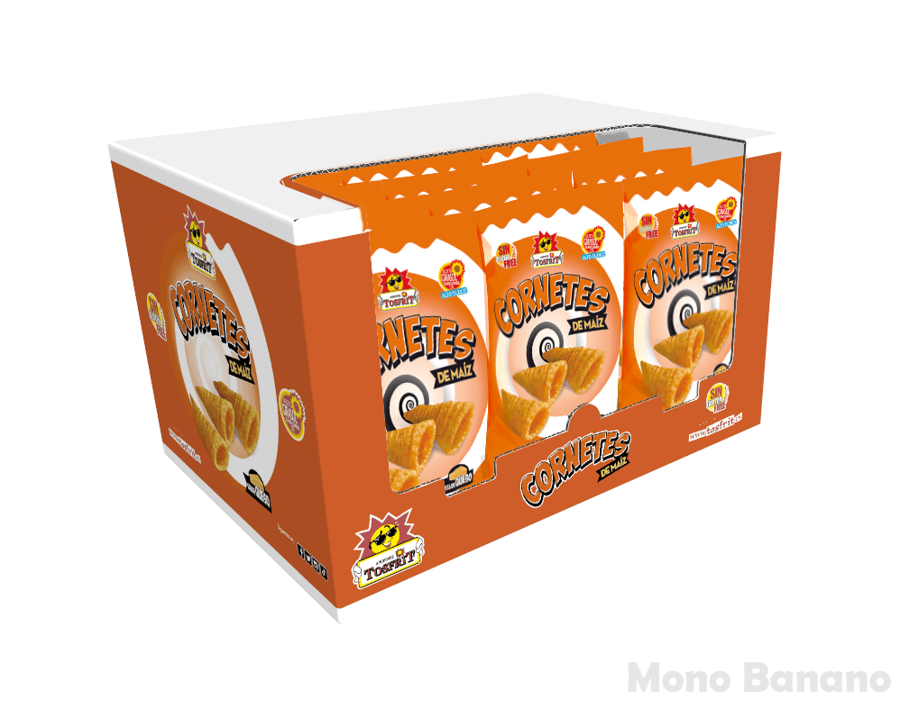 Caja de cornetes de maíz sabor queso Tosfrit