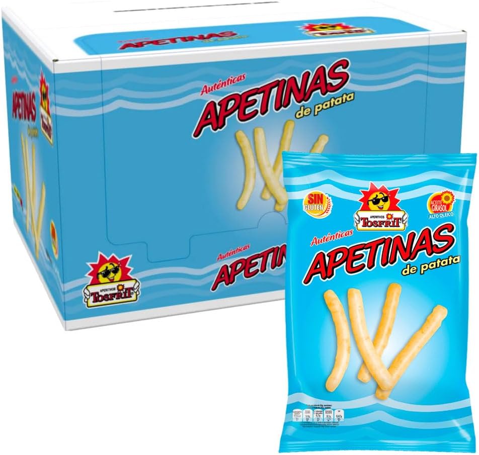 Caja de Apetinas Sal de Tosfrit con 10 bolsas de 90 g, palitos de patata crujientes
