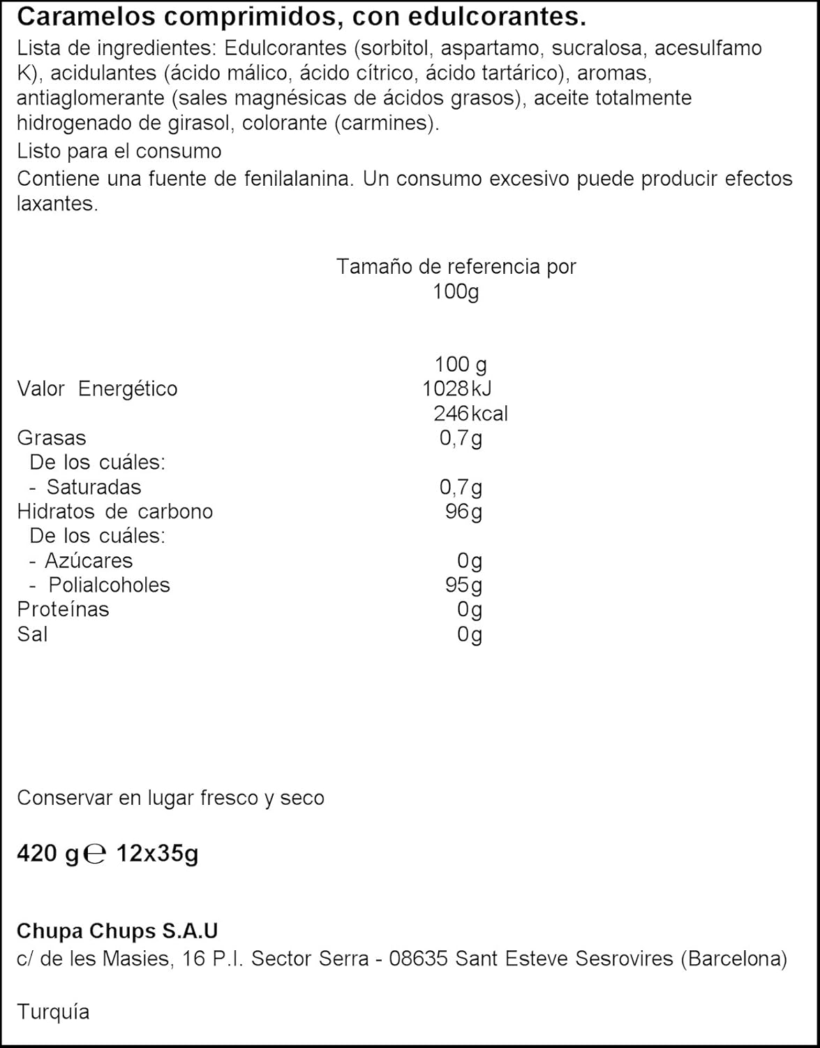 Smint Tin Fresa, Caramelo Comprimido Sin Azúcar - 12 unidades de 35 gr. (Total 420 gr.)