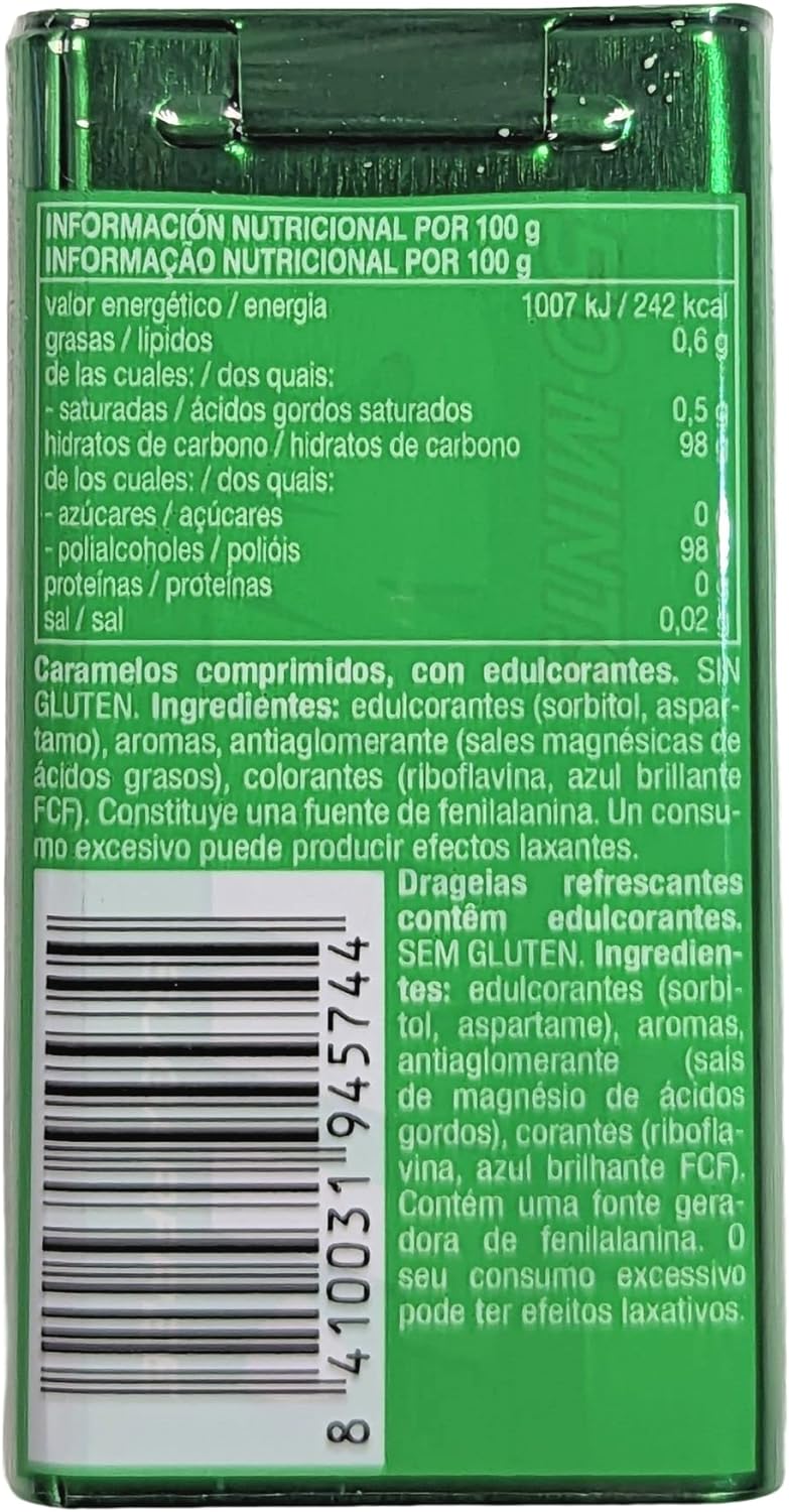 Smint Tin Fresa, Caramelo Comprimido Sin Azúcar - 12 unidades de 35 gr. (Total 420 gr.)