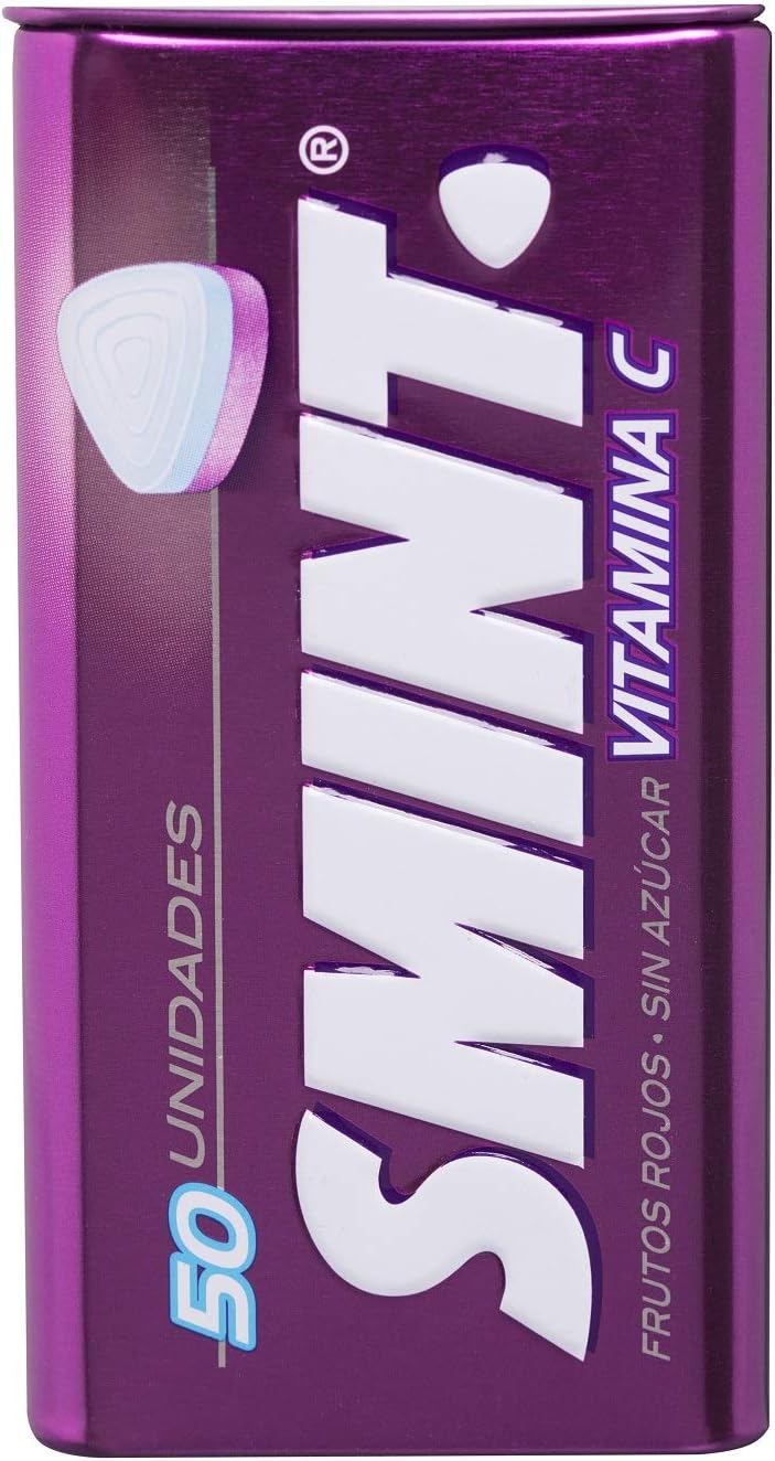 Smint Tin Fresa, Caramelo Comprimido Sin Azúcar - 12 unidades de 35 gr. (Total 420 gr.)