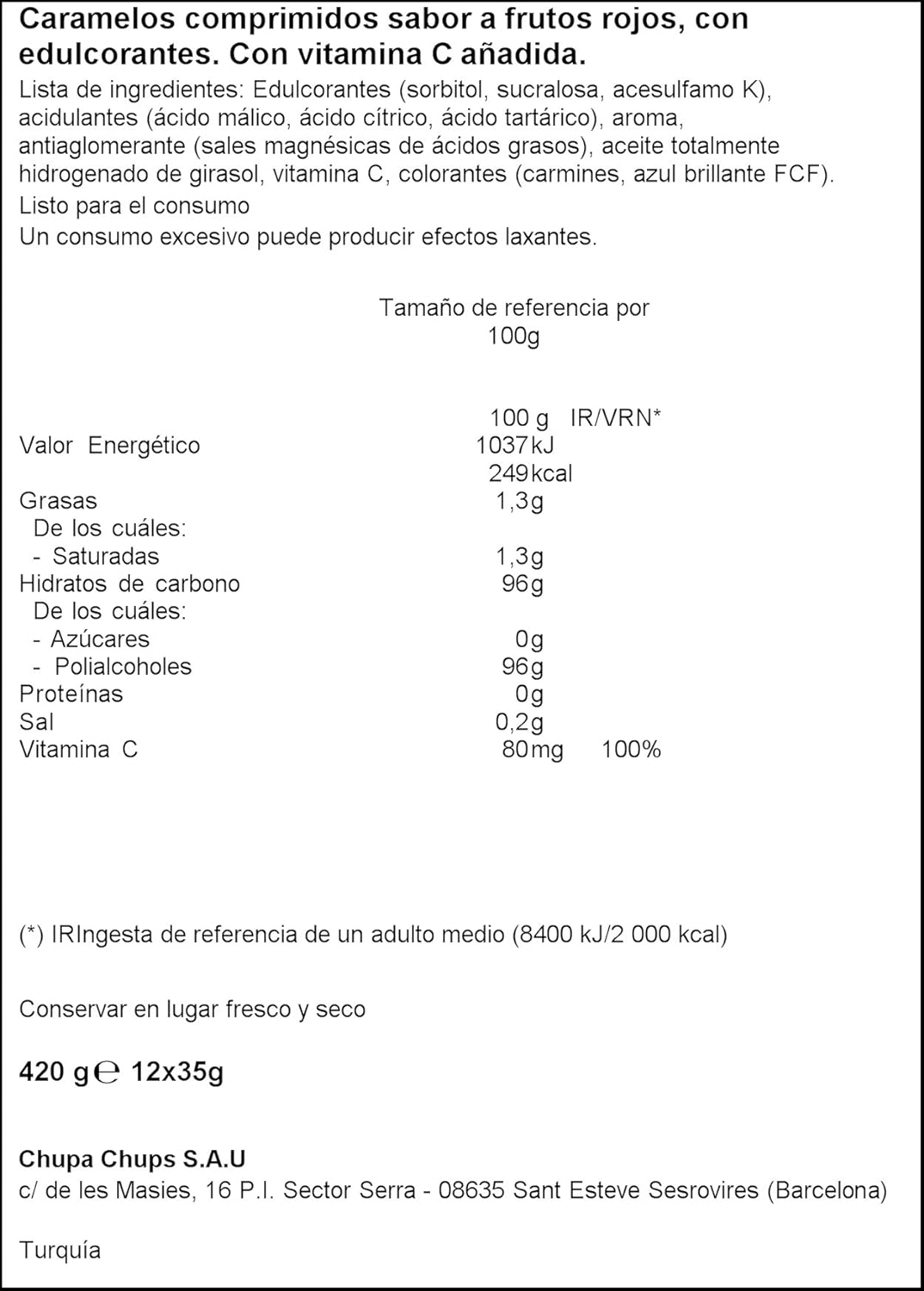 Smint Tin Fresa, Caramelo Comprimido Sin Azúcar - 12 unidades de 35 gr. (Total 420 gr.)