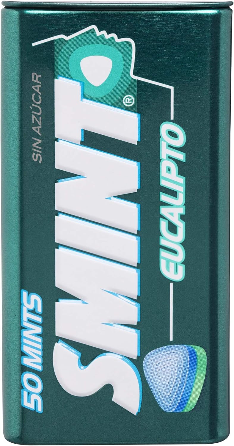 Smint Tin Fresa, Caramelo Comprimido Sin Azúcar - 12 unidades de 35 gr. (Total 420 gr.)