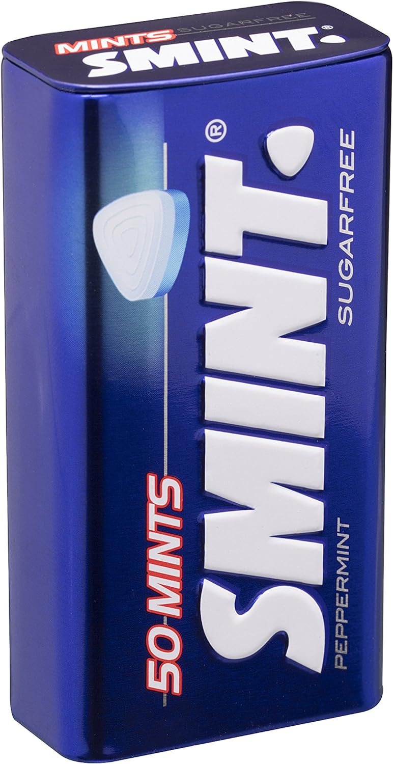 Smint Tin Fresa, Caramelo Comprimido Sin Azúcar - 12 unidades de 35 gr. (Total 420 gr.)