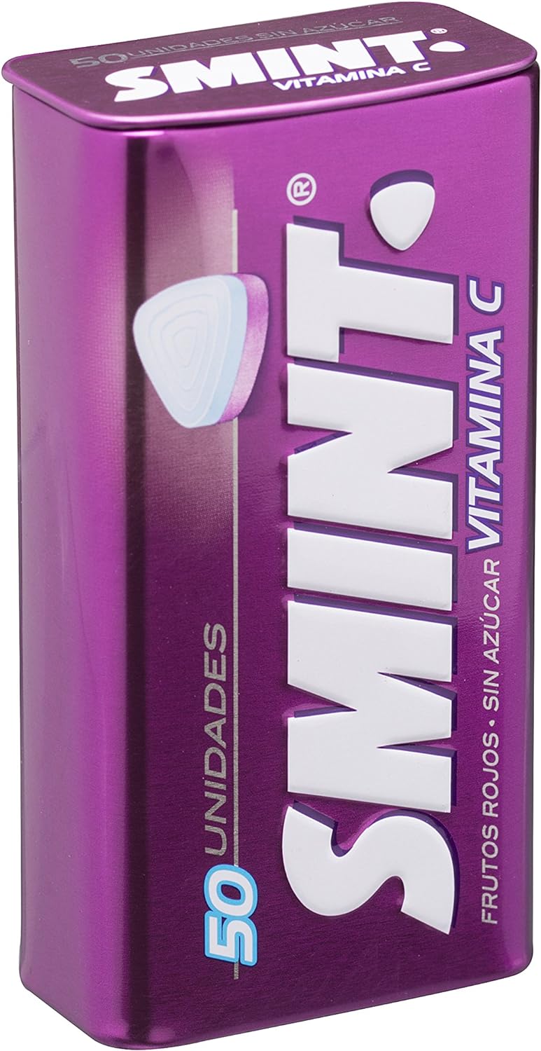 Smint Tin Fresa, Caramelo Comprimido Sin Azúcar - 12 unidades de 35 gr. (Total 420 gr.)