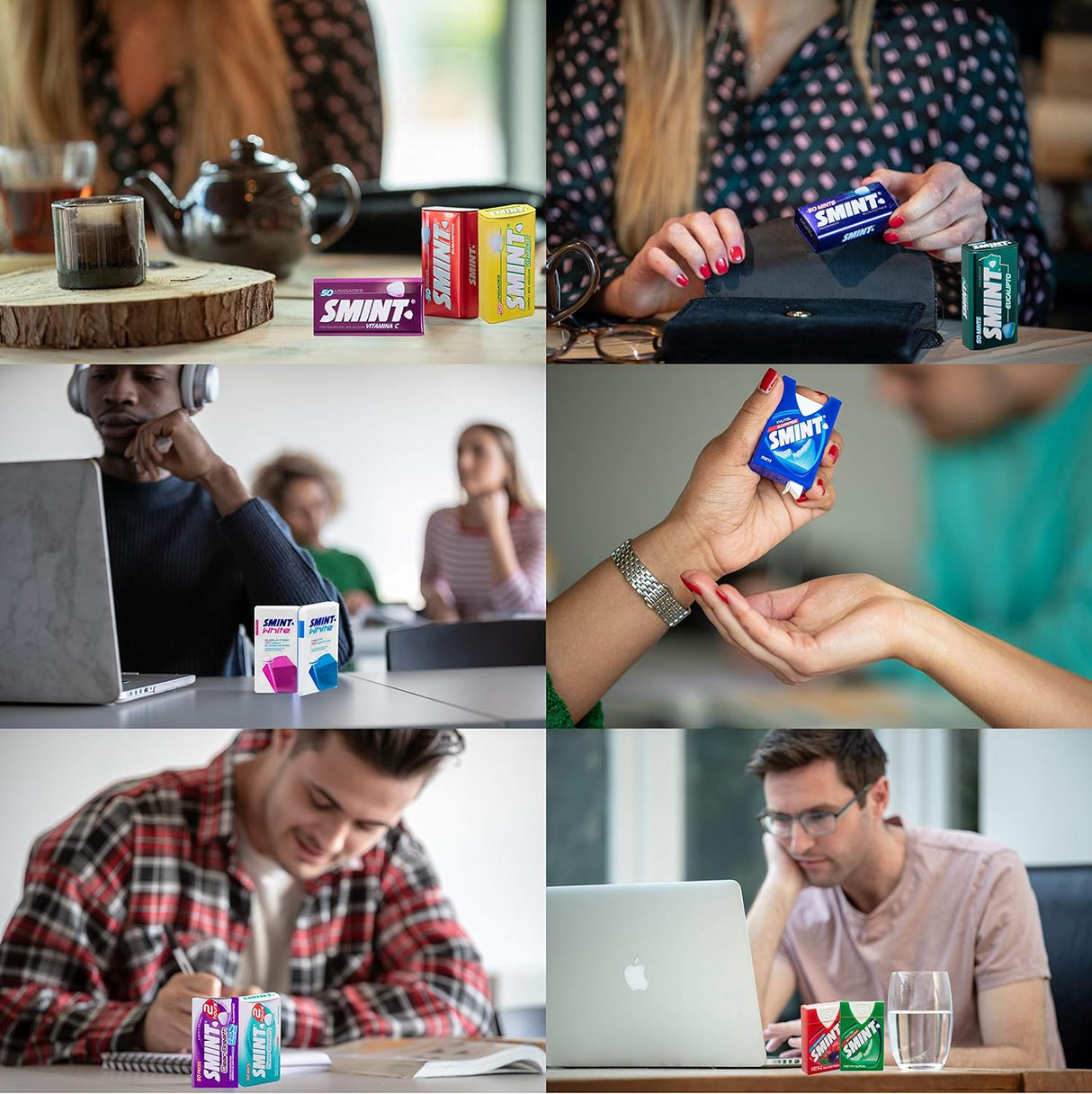 Personas comiendo caramelos smint