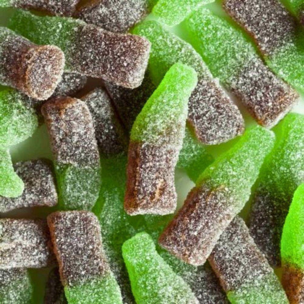 Botellas de cola de gominola Vidal sin gluten, sabor cola clásico