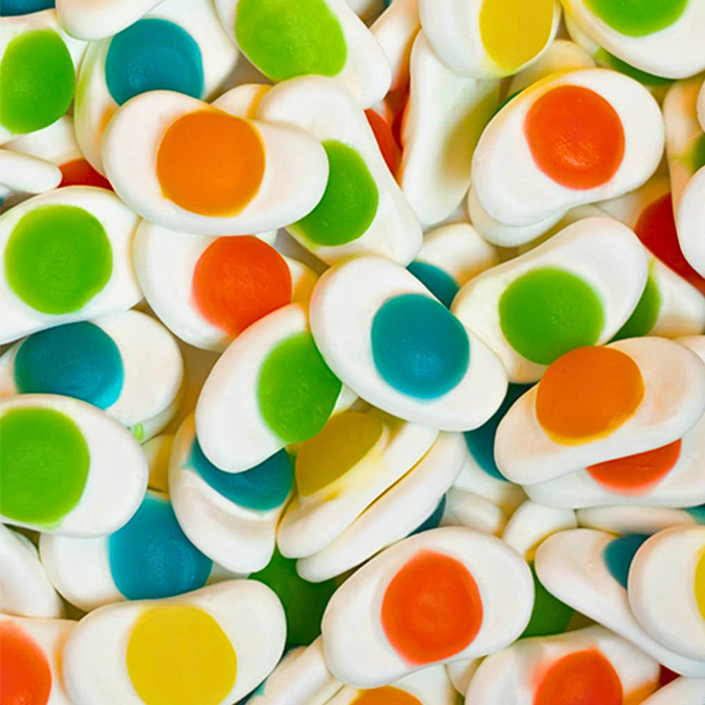 Huevos fritos de colores de gominola Vidal en cinco sabores surtidos
