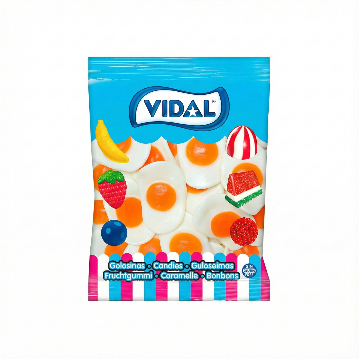 Huevos fritos gigantes Vidal bolsa 1 kg, gominolas con sabor a nata