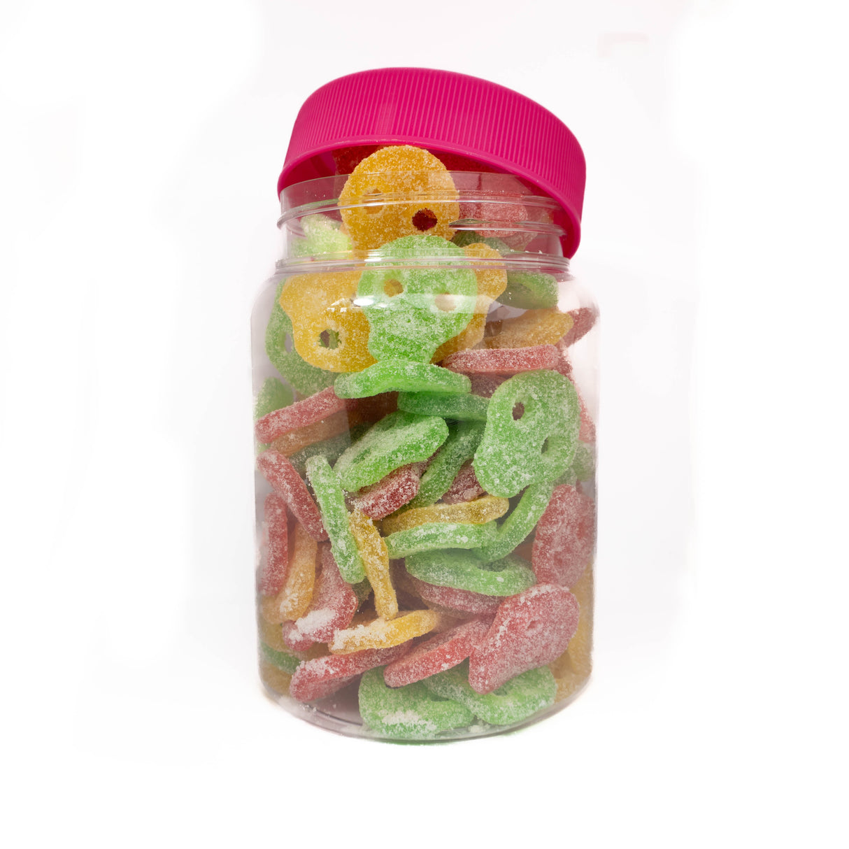 Tarro de calaveras ácidas de 1000 ml de Mono Banano con gominolas súper ácidas