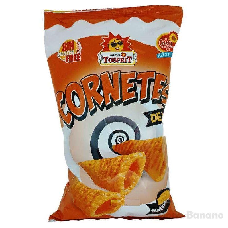 Cornetes de maíz fritos sabor queso Tosfrit para picoteo