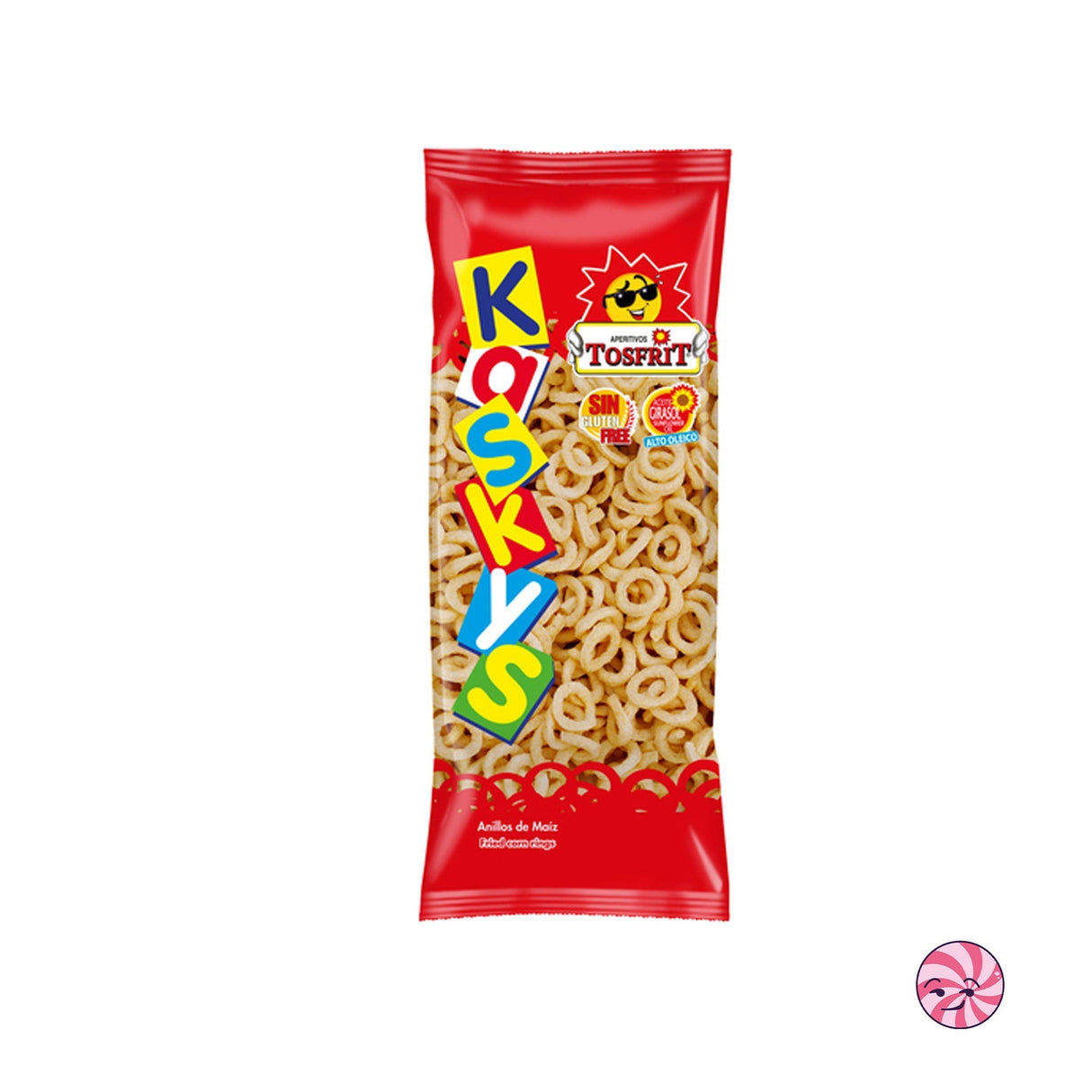 Bolsa de Kaskys de Tosfrit, aros de maíz fritos sin gluten