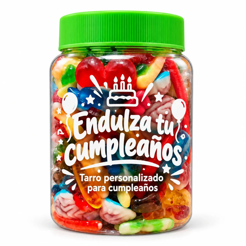 Tarro de chuches personalizado para cumpleaños