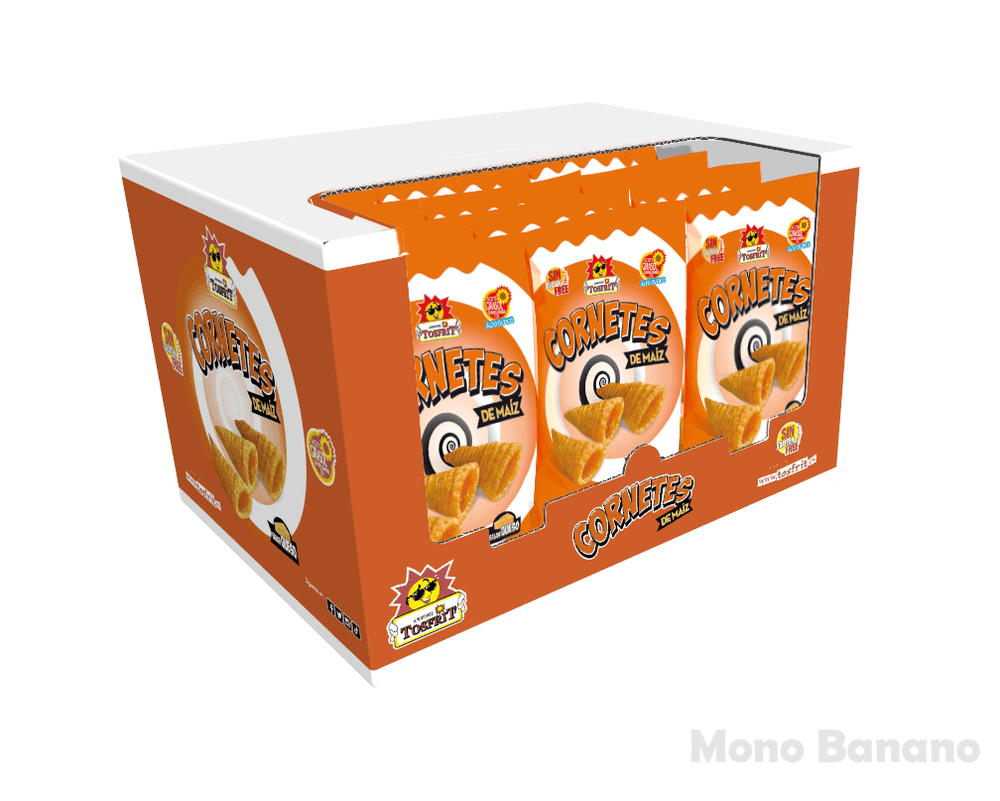 Caja de cornetes de maíz sabor queso Tosfrit