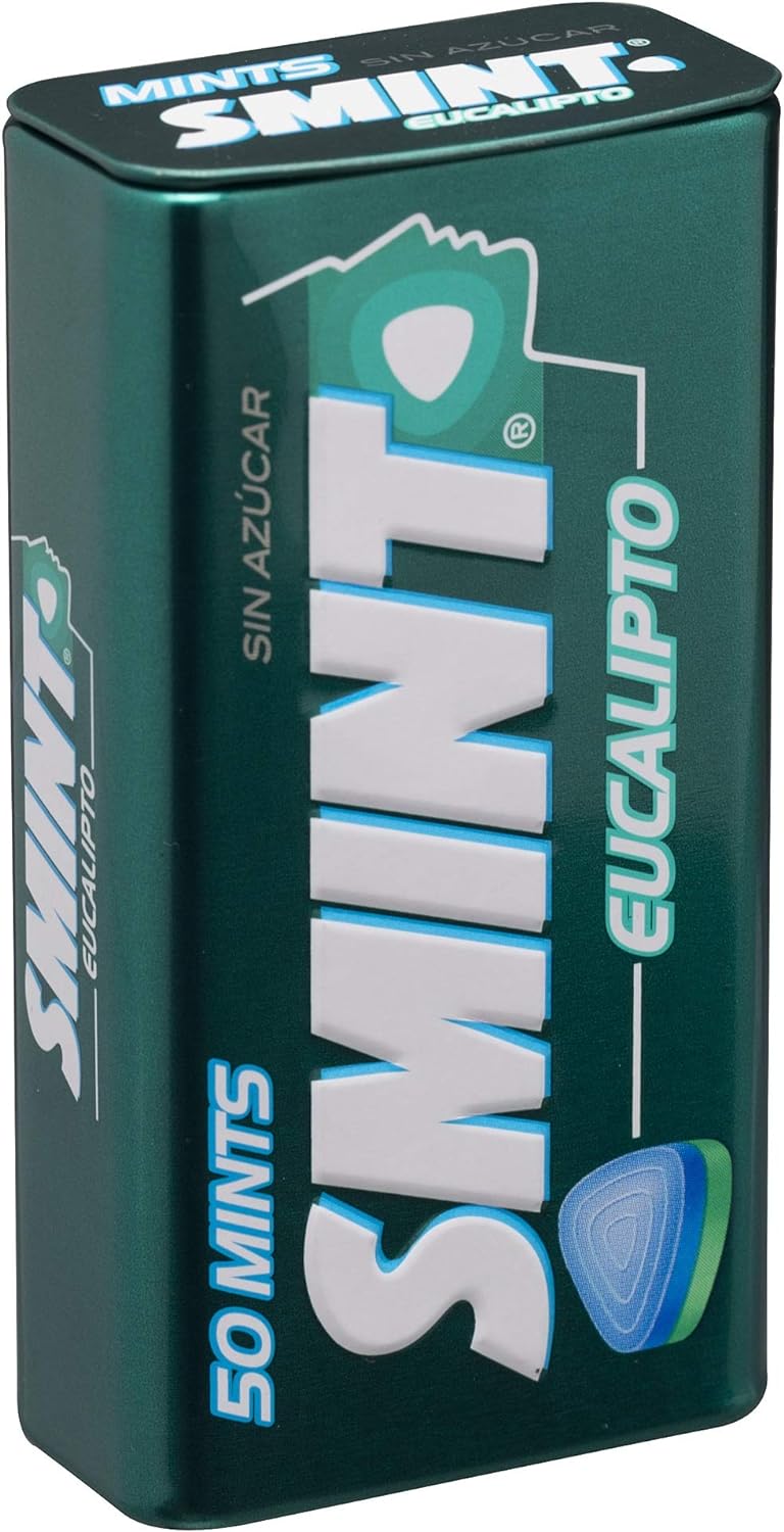 Smint Tin Fresa, Caramelo Comprimido Sin Azúcar - 12 unidades de 35 gr. (Total 420 gr.)