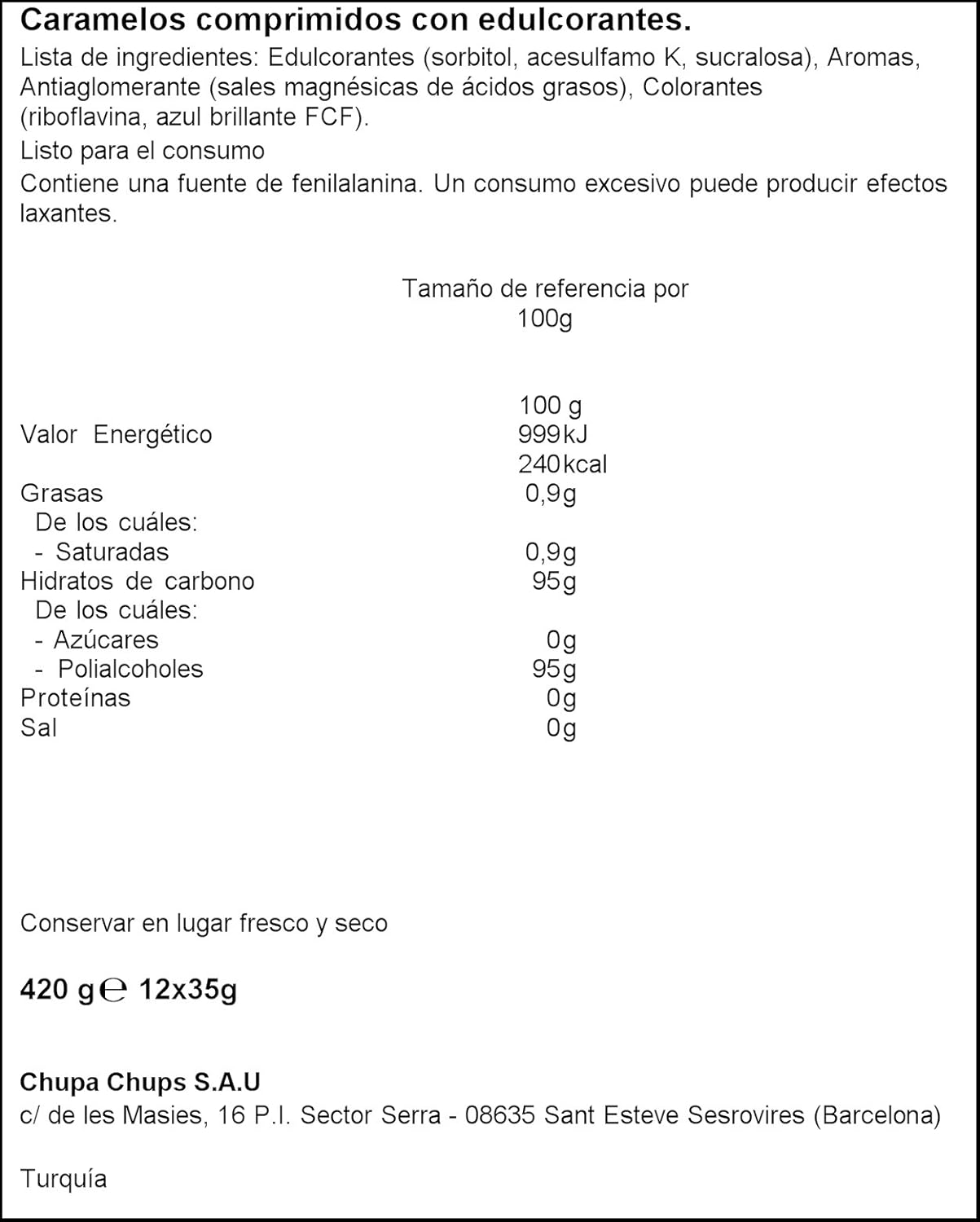 Smint Tin Fresa, Caramelo Comprimido Sin Azúcar - 12 unidades de 35 gr. (Total 420 gr.)