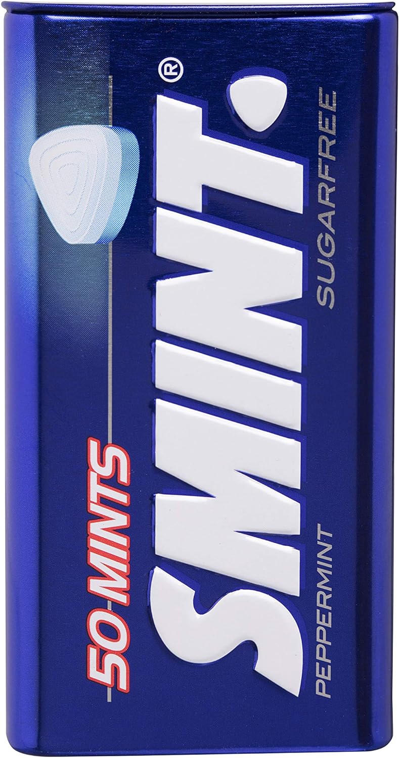Smint Tin Fresa, Caramelo Comprimido Sin Azúcar - 12 unidades de 35 gr. (Total 420 gr.)
