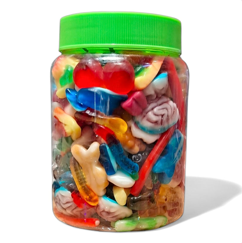 Tarro de chuches brillo de Mono Banano con surtido de gominolas brillantes