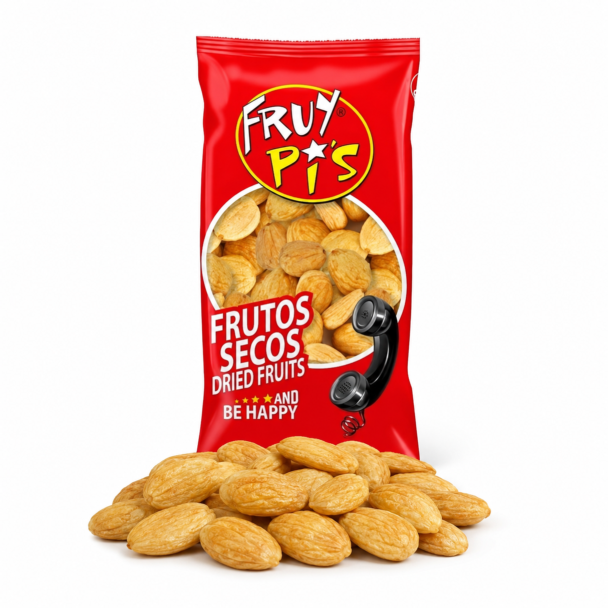 Almendras fritas (caja de 10 bolsas de 95 g) Con almendras al rededor