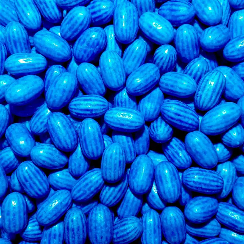 Chicles Melones azules de Vidal sabor frambuesa rellenos, bolsa de unas 250 unidades