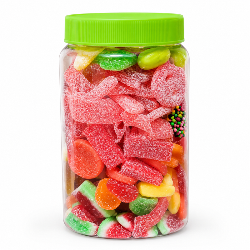Tarro de chuches surtidas Mono Banano lleno de gominolas para regalo