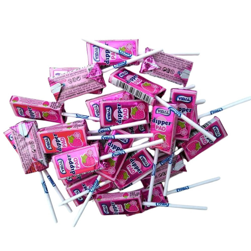 Dipper PAD Fresa de Vidal, estuche de 1,2 kg con 100 caramelos masticables de fresa