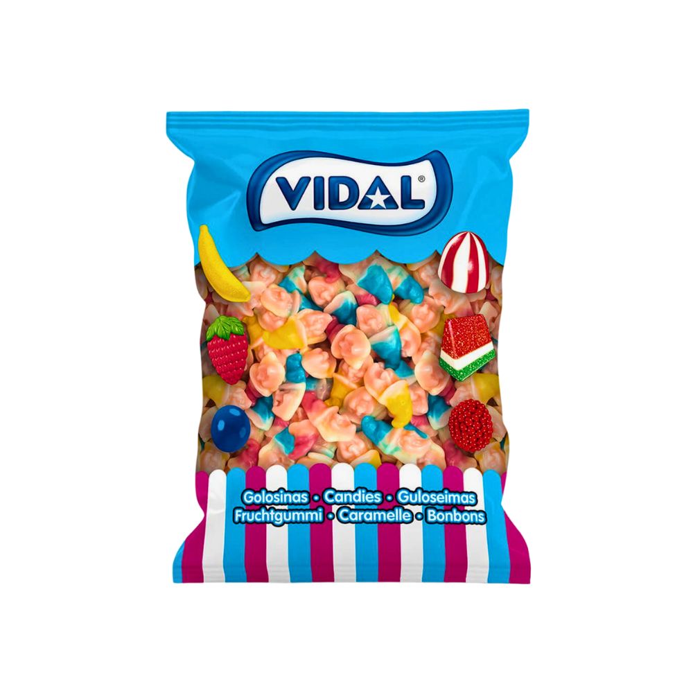 Golosinas con forma de bruja sabor fresa de Vidal, bolsa 1,5 kg
