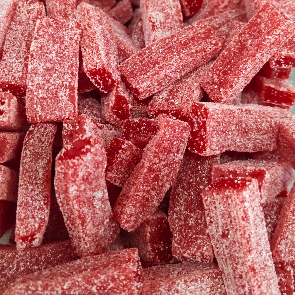 Bolsa de ladrillos pica fresa Vidal de 1,5 kg con regaliz de fresa cubierto de pica pica