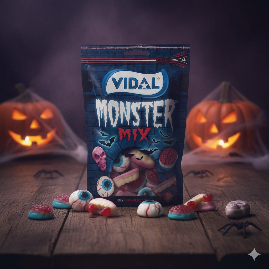 Monster Mix Halloween de Vidal, surtido de golosinas terroríficas en 10 bolsas de 180 g