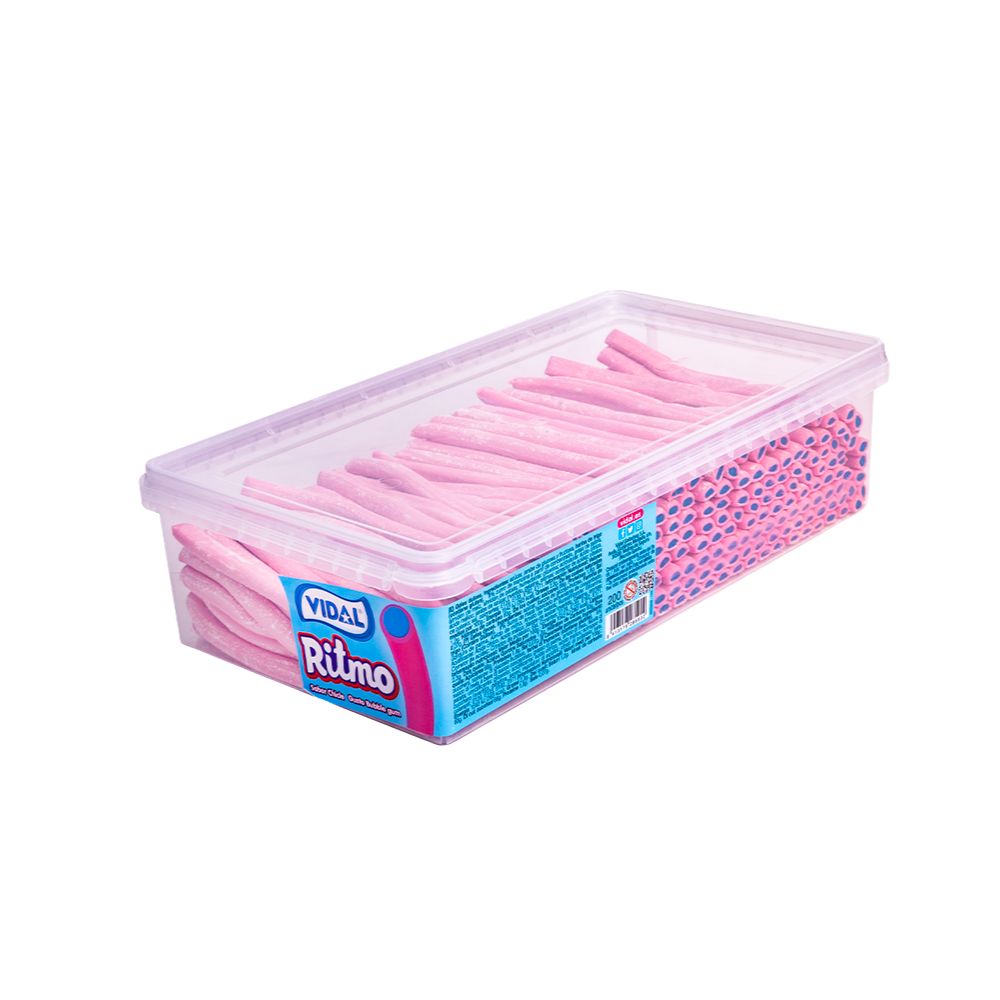 Bandeja de regaliz Ritmo sabor chicle Vidal con barritas suaves azules