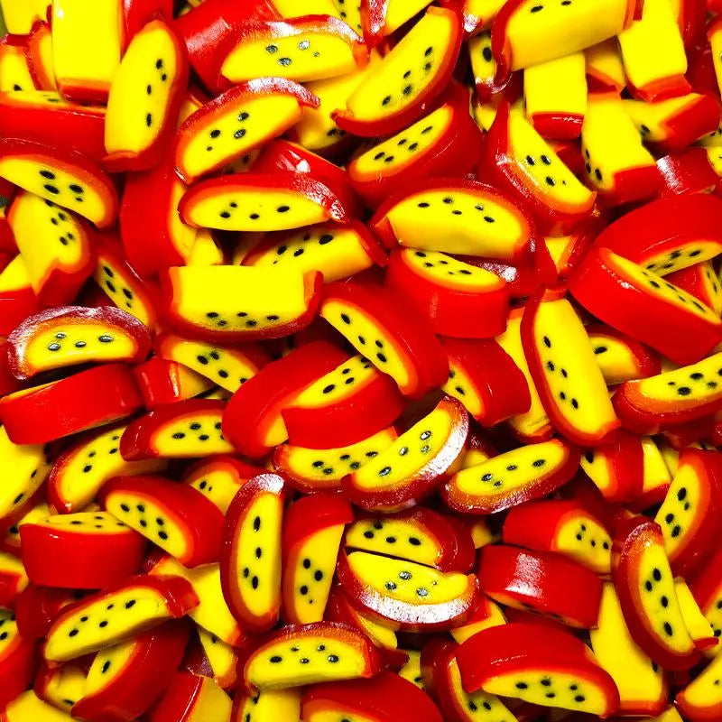 Tajadas de regaliz Fruta de la Pasión de Vidal con sabor tutti tropical y brillo, bolsa de 1,5 kg