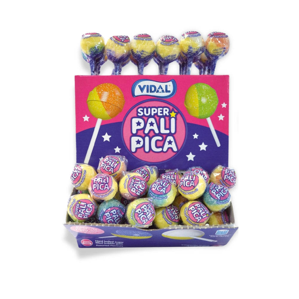 Super Palipica Multisabor de Vidal, estuche de 1,7 kg con 100 caramelos con palo