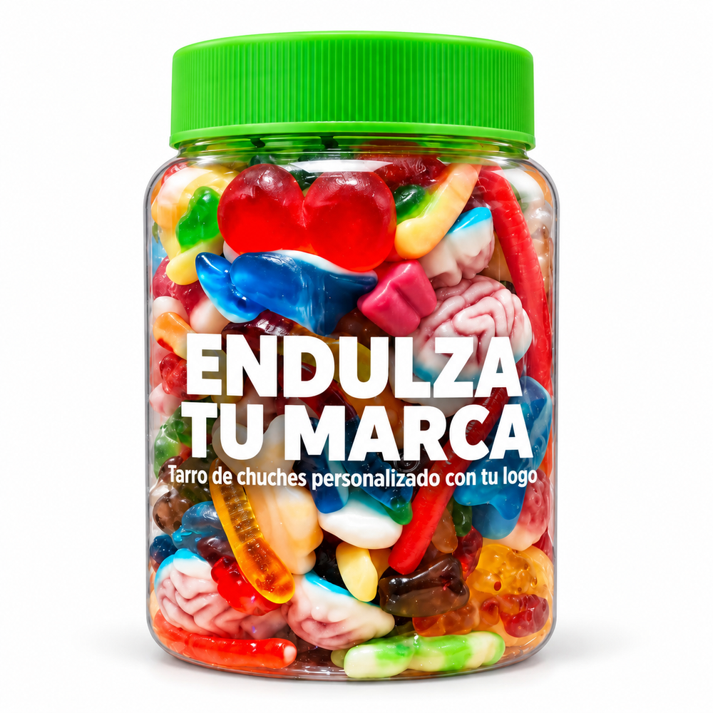 Tarro de chuches personalizado para empresa con logo