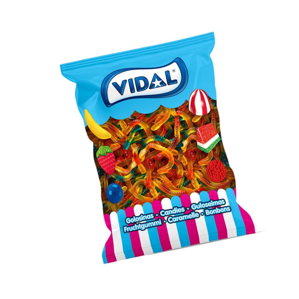 Gusanos Bicéfalos de Vidal, gominolas bicolor rojo y amarillo con sabor a fresa