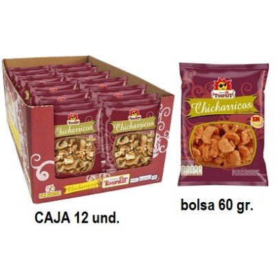 Chicharricos Tosfrit caja 12x50 g cortezas de cerdo fritas - Mono Banano