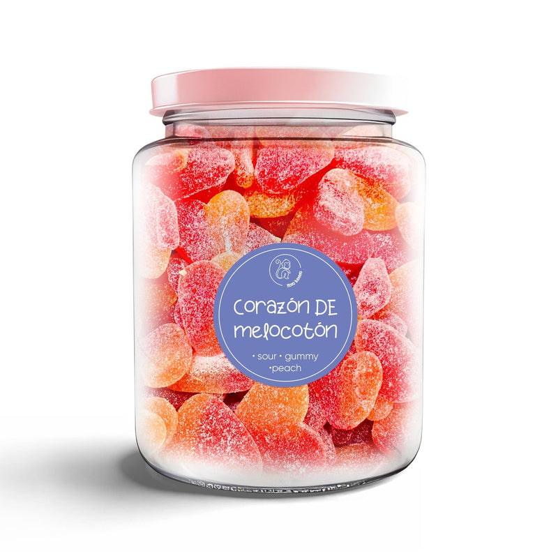 Bote de Corazón Melocotón, gominolas con sabor a melocotón de Mono Banano