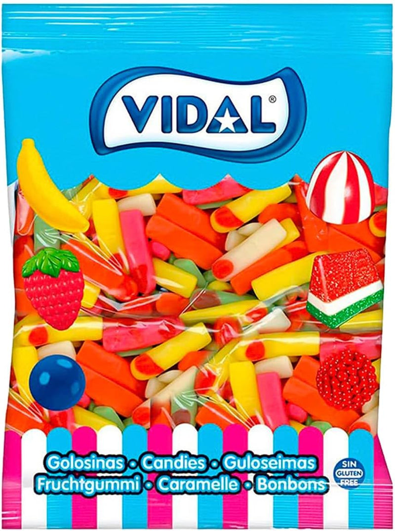 Dedos brillo Vidal sabor frambuesa, gominolas brillantes sin gluten