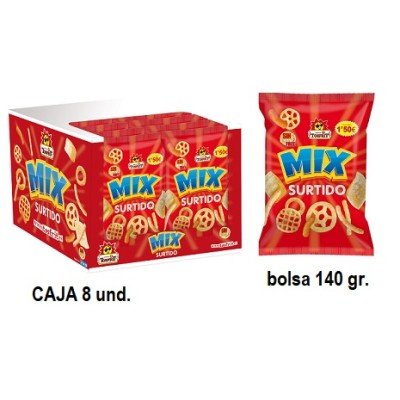 Tosfrit Mix Surtido 8x140grs - caja de 8 bolsas de aperitivos salados surtidos | Mono Banano