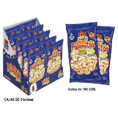 Tosfrit palomitas sabor mantequilla 9x100grs, caja de 9 bolsas de snack de maiz salado - Mono Banano