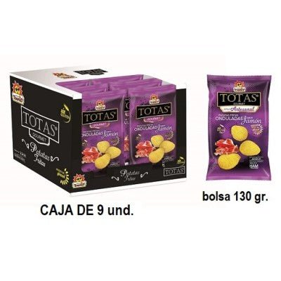 Patatas onduladas sabor jamón Tosfrit 9x130grs | Mono Banano