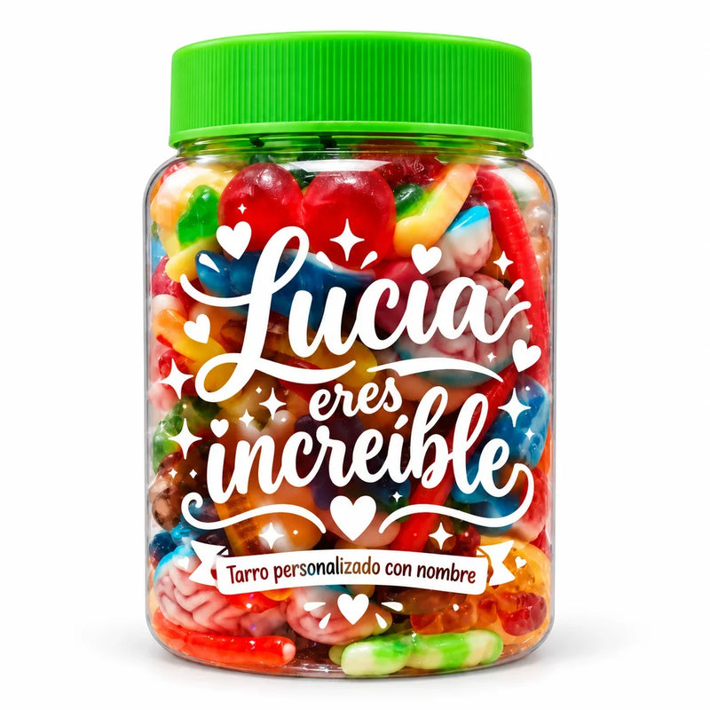 Tarro de chuches personalizado con nombre