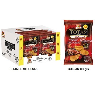 Patatas onduladas sabor barbacoa Tosfrit, caja de 10 bolsas de 100 g - Mono Banano