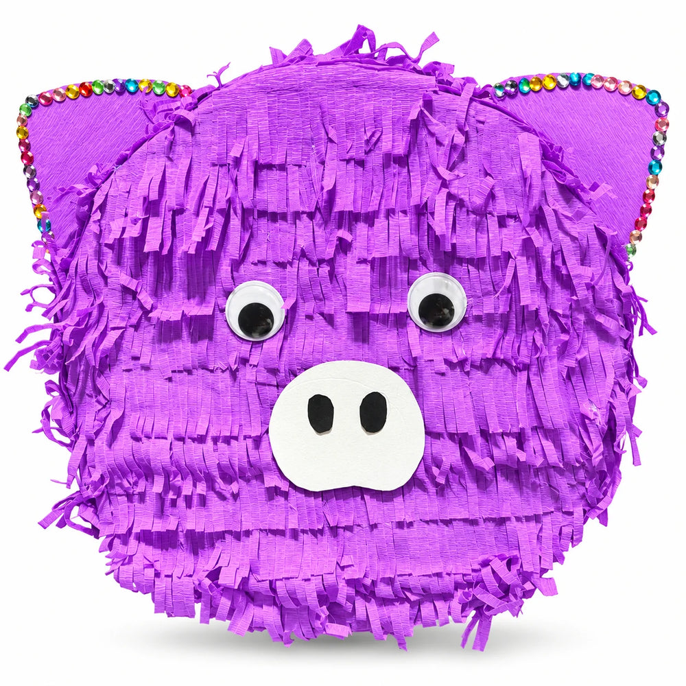 Piñata artesanal Cerdito lila