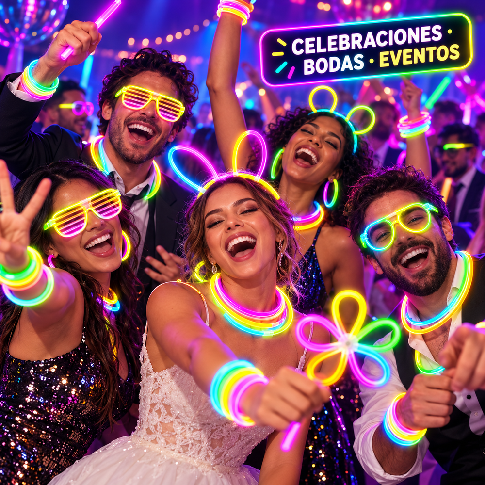 Pulseras Luminosas Neón Party Pack – 100 Barras + 124 Conectores
