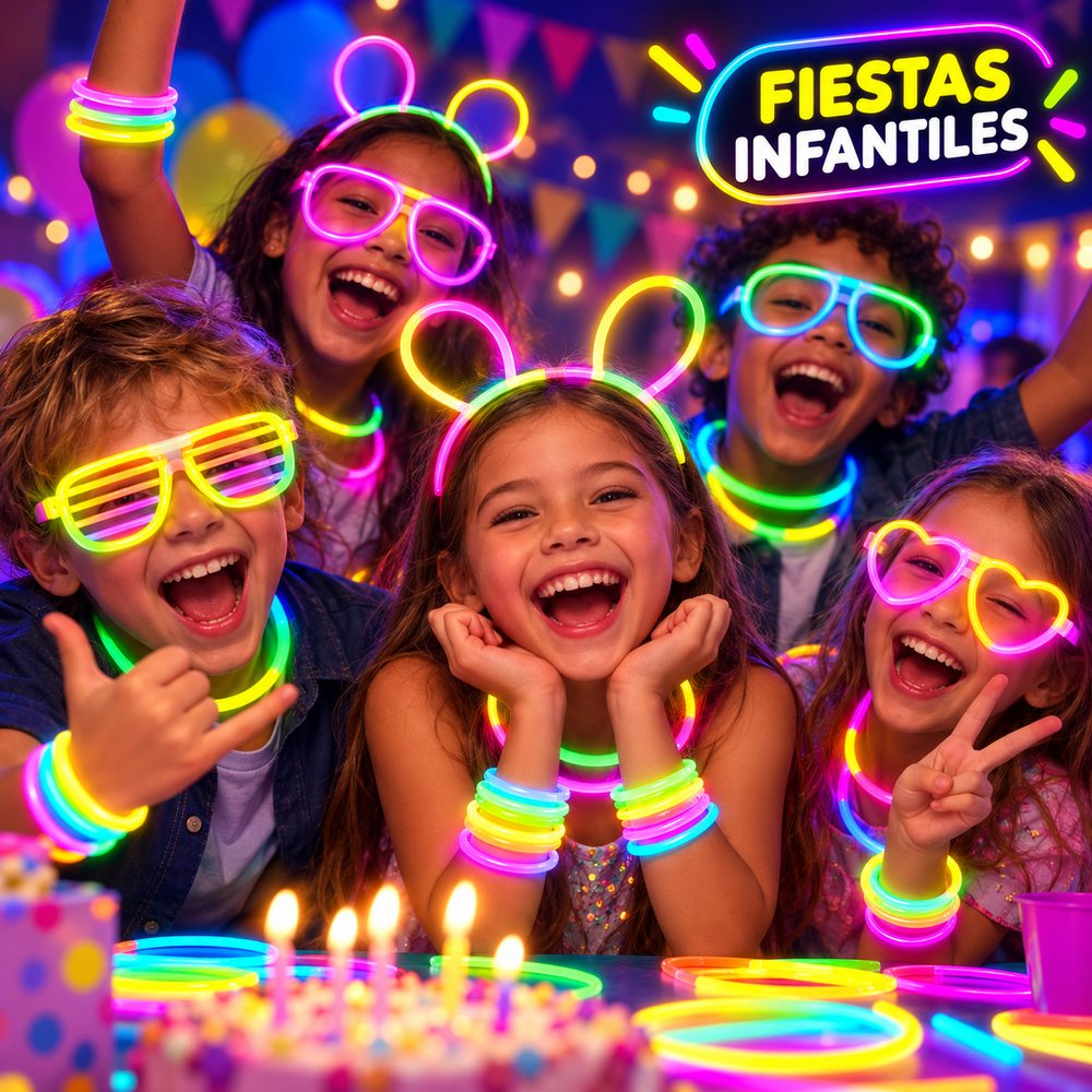 Pulseras Luminosas Neón Party Pack – 100 Barras + 124 Conectores