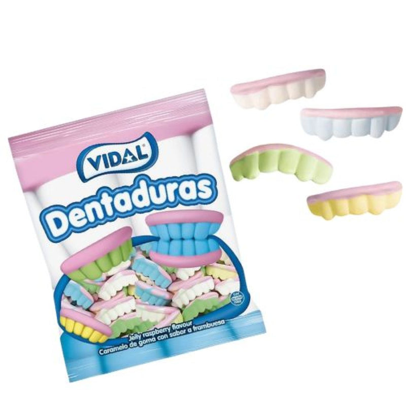 Dentaduras de chuche foam de colores con sabor a frambuesa