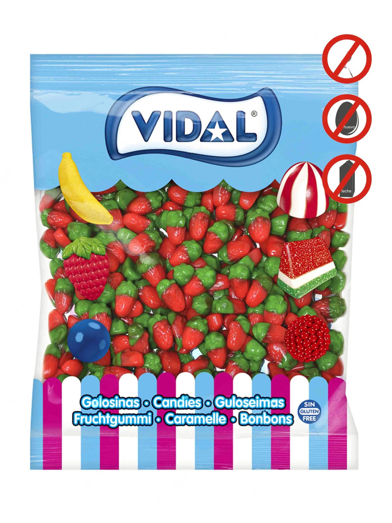 Mini Fresas Silvestres Vidal bolsa 1 kg, golosinas de brillo sin gluten